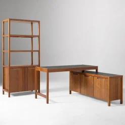 West Elm Hughes Desk with Storage Cabinet (56") & Tall Bookcase (34") Set