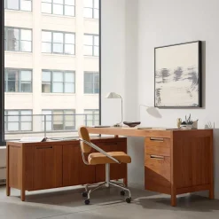 West Elm Hughes L-Shaped Desk with File & Storage Cabinets (68")