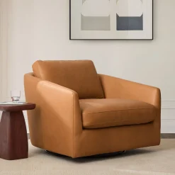 West Elm Imogene Leather Grand Swivel Chair