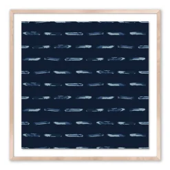 West Elm Indigo Blue Stripe Framed Wall Art