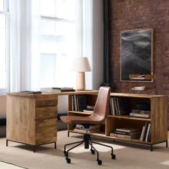 West Elm Industrial Modular Desk (64") w/ File Cabinet & Bookcase