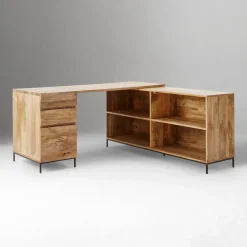 West Elm Industrial Modular Desk (64") w/ File Cabinet & Bookcase