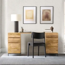 West Elm Industrial Modular Desk w/ 2 File Cabinets (64")