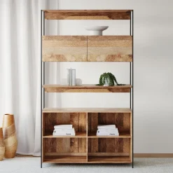 West Elm Industrial Open & Closed Storage Bookcase (48")
