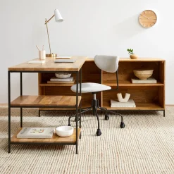 West Elm Industrial Storage Modular Desk w/ Open Shelves & Bookcase (64")
