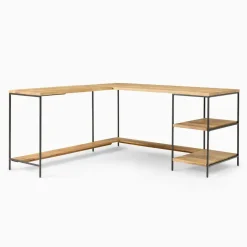 West Elm Industrial Storage Modular L-Shaped Desk w/ Open Shelves (64")