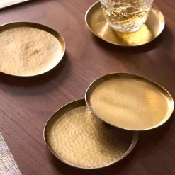 West Elm Iris Hammered Metal Coaster Sets