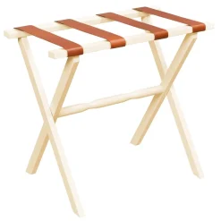 West Elm Ivory Luggage Rack w/ Leather Straps