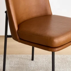 West Elm Jack Metal Frame High Back Leather Dining Chair