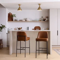 West Elm Jack Metal Frame Leather Bar & Counter Stools