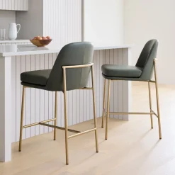 West Elm Jack Metal Frame Leather Bar & Counter Stools