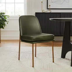West Elm Jack Metal Frame Leather Dining Chair