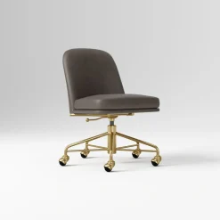 West Elm Jack Metal Frame Leather Swivel Office Chair
