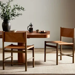 West Elm Junia Leather Dining Chairs (Set of 2)