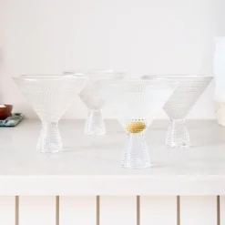 West Elm Jupiter Beaded Martini Glasses (Set of 4)