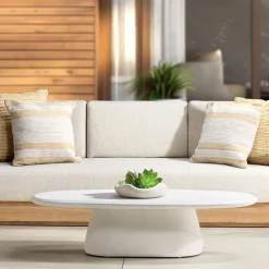 West Elm Kathleen Oval Outdoor Concrete Coffee Table (55")