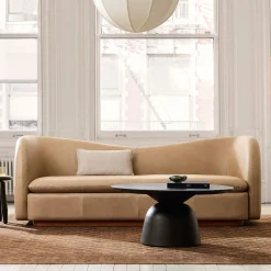 West Elm Kaufman Leather Sofa (76"–96")