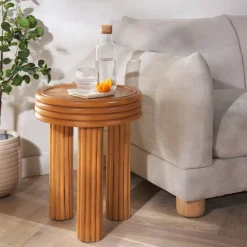 West Elm Kochi Rattan Round Accent Table (21")