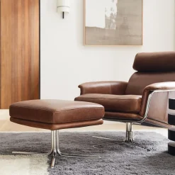 West Elm Kristoff Leather Swivel Ottoman