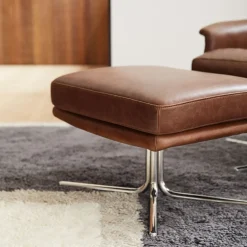 West Elm Kristoff Leather Swivel Ottoman