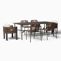 West Elm Lagos Dining Table (86") & Porto Aluminum Dining Chairs Set
