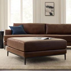 West Elm Landon Leather Ottoman
