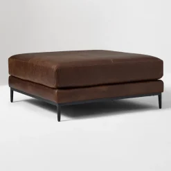 West Elm Landon Leather Ottoman