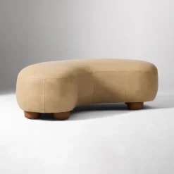 West Elm Laurent Leather Coffee Table Ottoman