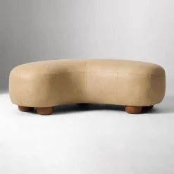 West Elm Laurent Leather Coffee Table Ottoman