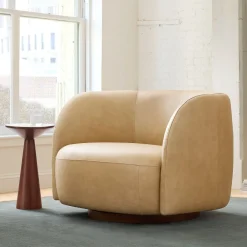West Elm Laurent Leather Grand Swivel Chair