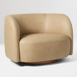 West Elm Laurent Leather Grand Swivel Chair