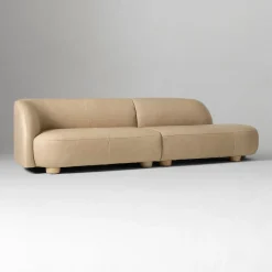 West Elm Laurent Leather 2-Piece Bumper Sofa (122.5")
