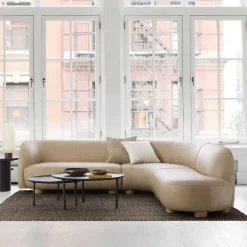 West Elm Laurent Leather 3-Piece Bumper Chaise Sectional (111.5")