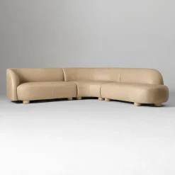 West Elm Laurent Leather 3-Piece Bumper Chaise Sectional (111.5")
