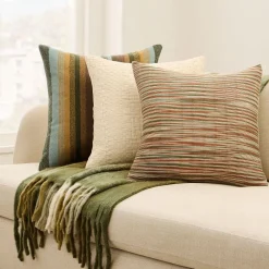 West Elm Layered Striated Stripe Pillow & Throw Set