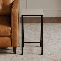 West Elm Leilani Botticino Marble Side Table (12.5")