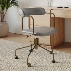 West Elm Lenox Leather Swivel Office Chair