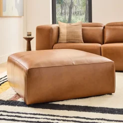 West Elm Leo Motion Leather Ottoman