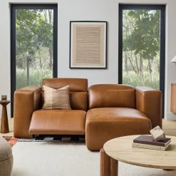 West Elm Leo Motion Reclining Leather Small 2-Piece Chaise Sectional (92.5")