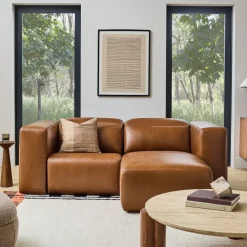 West Elm Leo Motion Reclining Leather Small 2-Piece Chaise Sectional (92.5")