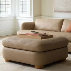 West Elm Leroy Leather Ottoman