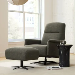 West Elm Levy Recliner & Ottoman Set