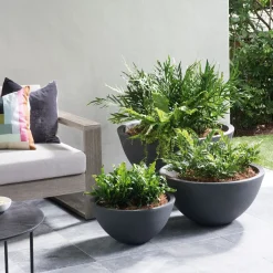 West Elm Lightweight Grooved Indoor/Outdoor Bowl Planters