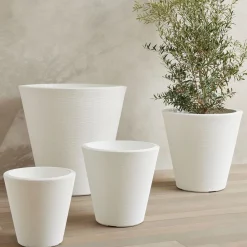 West Elm Lightweight Grooved Round Indoor/Outdoor Planters