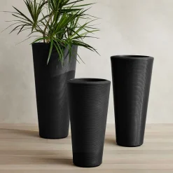 West Elm Lightweight Grooved Round Tapered Indoor/Outdoor Planters