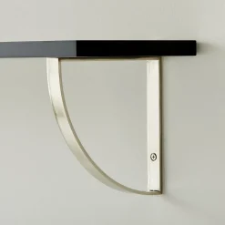 West Elm Linear Black Lacquer Wall Shelves with Arch Brackets
