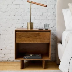 West Elm Linear Wood LED USB Table Lamp (18")