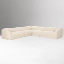 West Elm Lorenne Classic L-Modular Washable Slipcover Sectional (136")