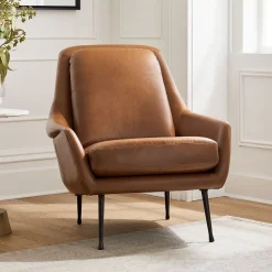 West Elm Lottie Leather Chair - Metal Legs