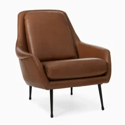 West Elm Lottie Leather Chair - Metal Legs
